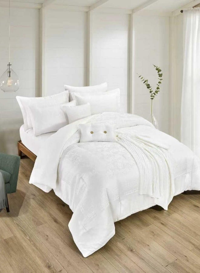 INREST Lucent King Comforter Set 240 × 260 cm – Luxury 8 Pieces Jacquard Embroidered Bedding Set - Image 1