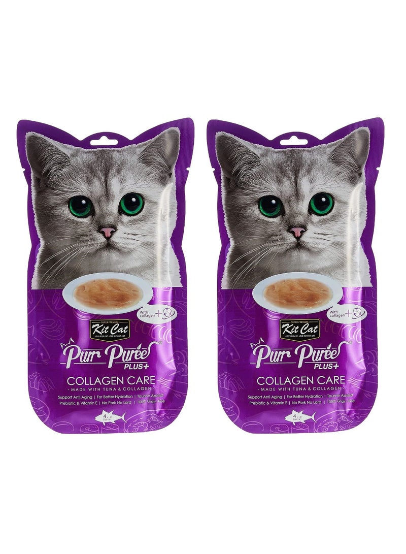 Kit Cat Purr Puree Plus Tuna And Collagen Care Cat Treats 4X15g - Image 1