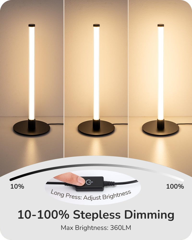 EDISHINE LED Table Lamp, Modern Slim Bedside Lamp with 360Â° Illumination, Stepless Dimming & 3 Color Temperature, Nightstand Lamp for Bedroom, Living Room, Black - Image 4