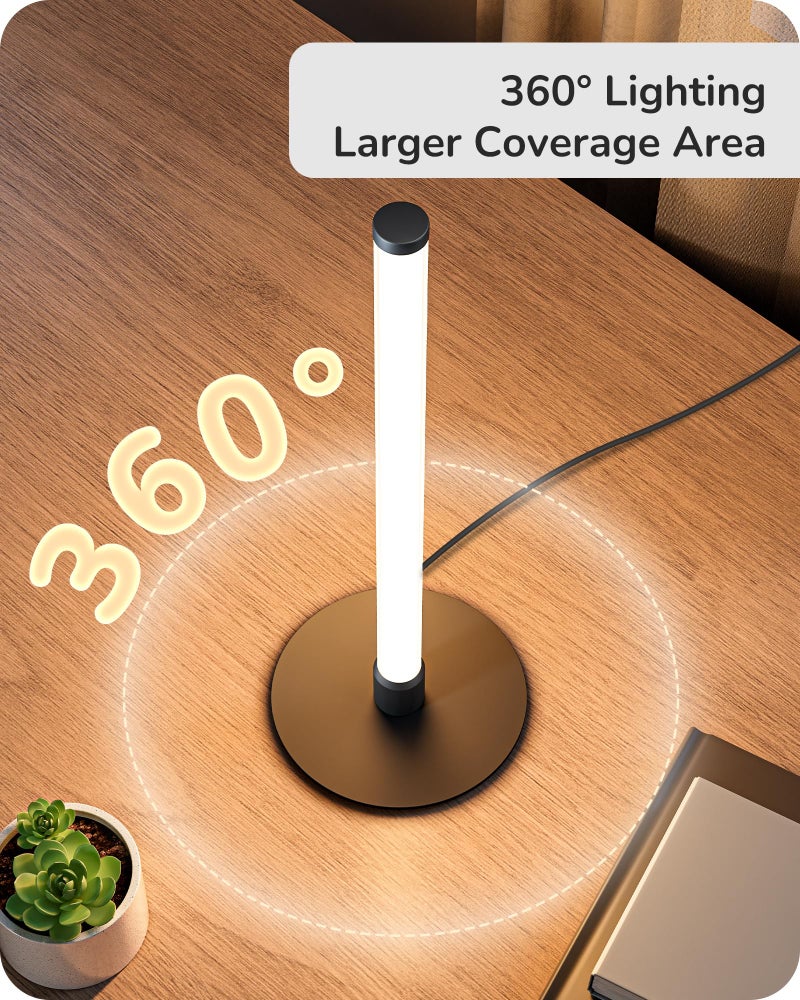 EDISHINE LED Table Lamp, Modern Slim Bedside Lamp with 360Â° Illumination, Stepless Dimming & 3 Color Temperature, Nightstand Lamp for Bedroom, Living Room, Black - Image 2