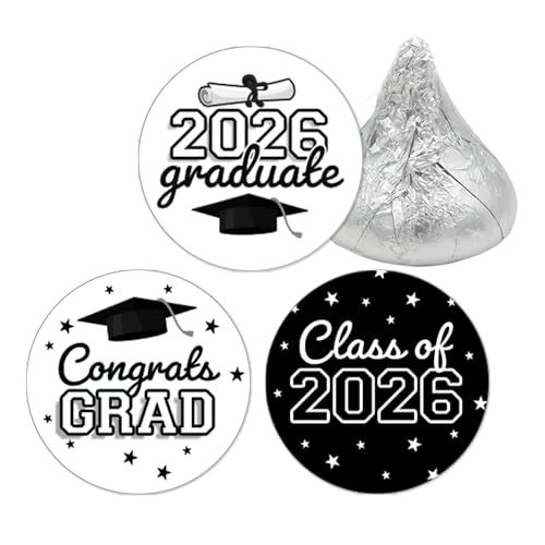 DISTINCTIVS Class of 2026 Graduation Candy Stickers for Chocolate Drops Black Grad Party Favors  216 Count - Image 1