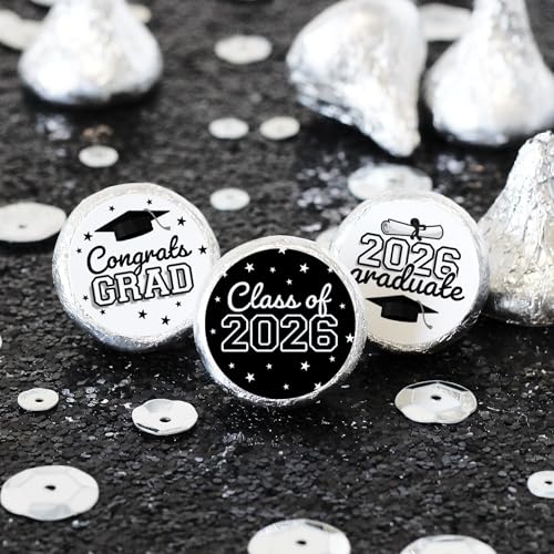 DISTINCTIVS Class of 2026 Graduation Candy Stickers for Chocolate Drops Black Grad Party Favors  216 Count - Image 5