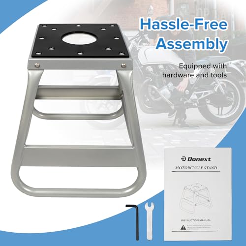 Donext Motorcycle Lift Stand Dirt Bike Stand Universal Panel Stand Moto Removable Maintenance Motocross Stand Hoist Lift Jack 600LB Capacity (Silver) - Image 5