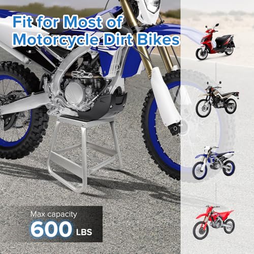 Donext Motorcycle Lift Stand Dirt Bike Stand Universal Panel Stand Moto Removable Maintenance Motocross Stand Hoist Lift Jack 600LB Capacity (Silver) - Image 4