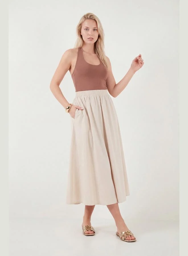 ليلا Lela Modest Cotton Relaxed Fit Elastic Waist Hijab Midi Skirt Women's SKIRT 668YE4449