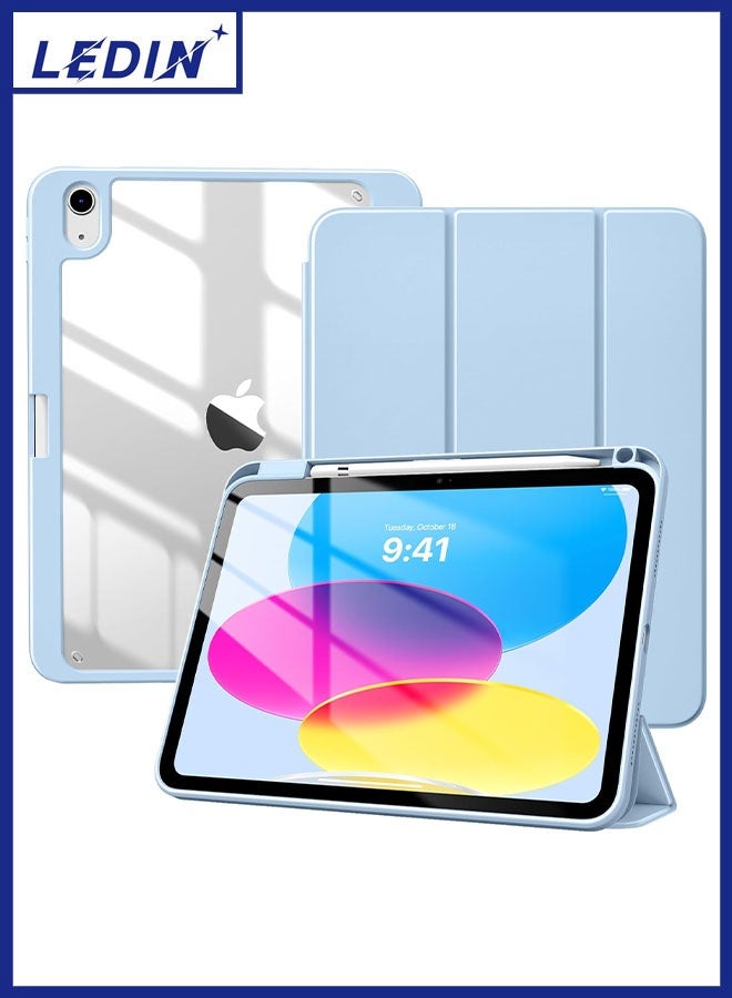 LEDIN Case for iPad (A16) 11th Generation 11 Inch 2025, iPad 10th Generation Case 10.9 Inch 2022 with Pencil Holder,Slim Protective Cover with Clear Back Shell,Auto Wake/Sleep, (Blue) - Image 1
