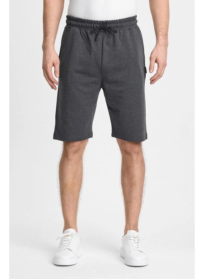 mmetalic Men's Anthracite Shorts - Regular Fit, Elastic Waist with Side Pockets, Comfortable Cut.