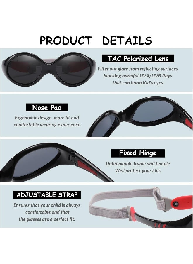 DUCO Polarized Baby Sunglasses with Strap for Newborn Toddler 0-24 Months, UV Protection Flexible Infant Sunglasses 0-2 Years - Image 5