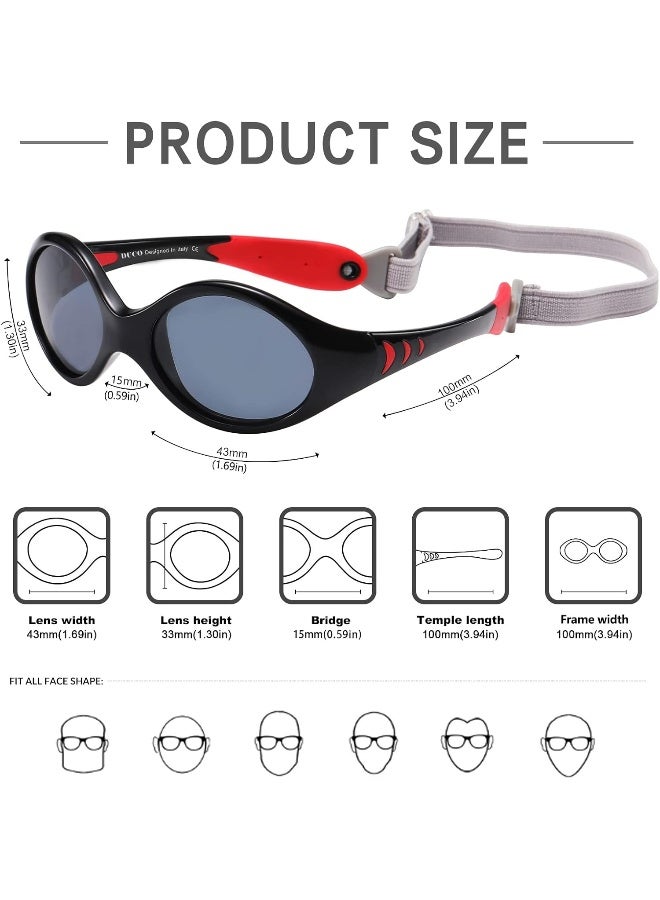 DUCO Polarized Baby Sunglasses with Strap for Newborn Toddler 0-24 Months, UV Protection Flexible Infant Sunglasses 0-2 Years - Image 4