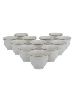 Alsaif Gallery White coffee cups with flowers pattern 12 pieces  - Image 1