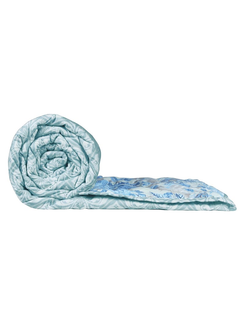 Story@Home Story@Home Comforter Double Bed | 180GSM Microfiber Blanket Double Bed | 220X 250cm | AC Comforter Double Bed | Cream & Blue Blanket | Floral Pattern | Quilt | Duvet | Dohar | Perfect Festive Gifting  - Image 5