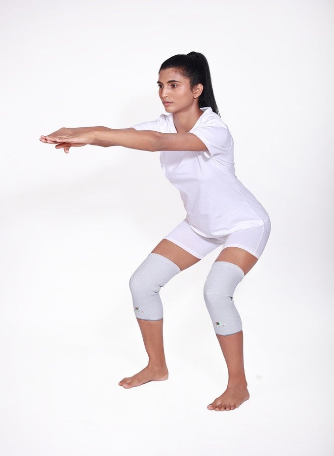 دعامة الركبة من METRO Orthotics، ضغط ممتاز، دعم فعال للركض والتمارين الرياضية والجري وتخفيف آلام المفاصل والتهاب المفاصل والتعافي من الإصابات للرجال والنساء (لون أبيض رمادي) (مقاس XL) - Image 4