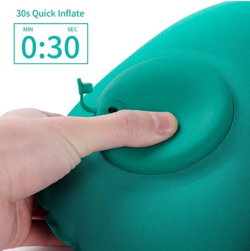 Inflatable Travel Neck Pillow with Air Pump Comfortable Pillow for Office Car Airplane Sleeping Cloth Multicolor - Image 2