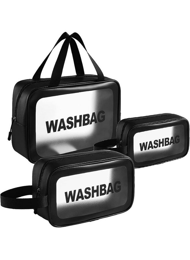 INOVERA (LABEL) INOVERA (LABEL) 3 Pieces Makeup Organizer Bags - Travel Cosmetic Toiletry Storage Pouch - Water-Resistance Travelling Washbags Vanity Kit for Women, Girls (Black)  - Image 1