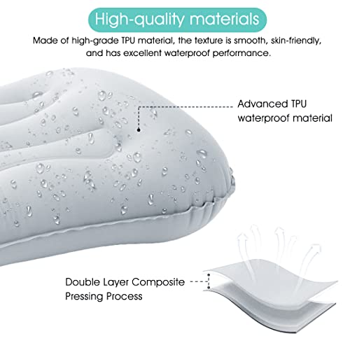 PALAY® Travel Air Pillow, Ultralight Inflatable Camping Travel Pillow, Ergonomic Inflating Pillows for Neck Lumbar Support While Camp, 50×35CM, White - Image 3