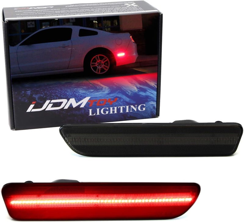 iJDMTOY Smoked Lens Red Full LED Rear Side Marker Light Kit Compatible With 2005-09 Ford Mustang, Powered by 54-SMD LED, Replace OEM Back Sidemarker Lamps - Image 1