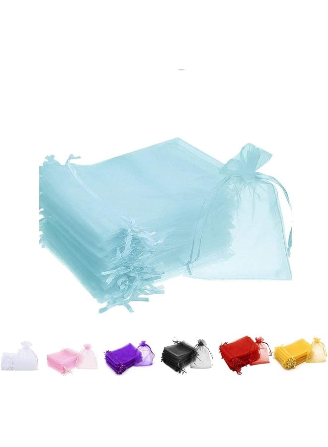 مارك اكياس أورجانزا برباط 100 قطعة مقاس 9 سم × 12 سم لون أزرق فاتح - Image 1