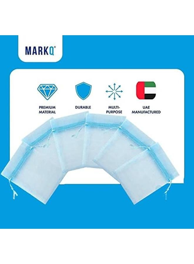 مارك اكياس أورجانزا برباط 100 قطعة مقاس 9 سم × 12 سم لون أزرق فاتح - Image 3