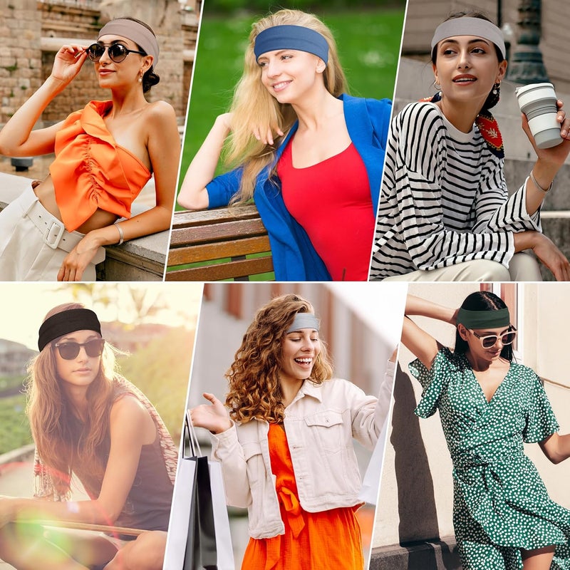 Ztomine Store Headbands for Women, 8pcs Stretchy Non Slip Soft Cotton Cloth Hair Bands for Sports, Workout, Yoga and Running - Image 4