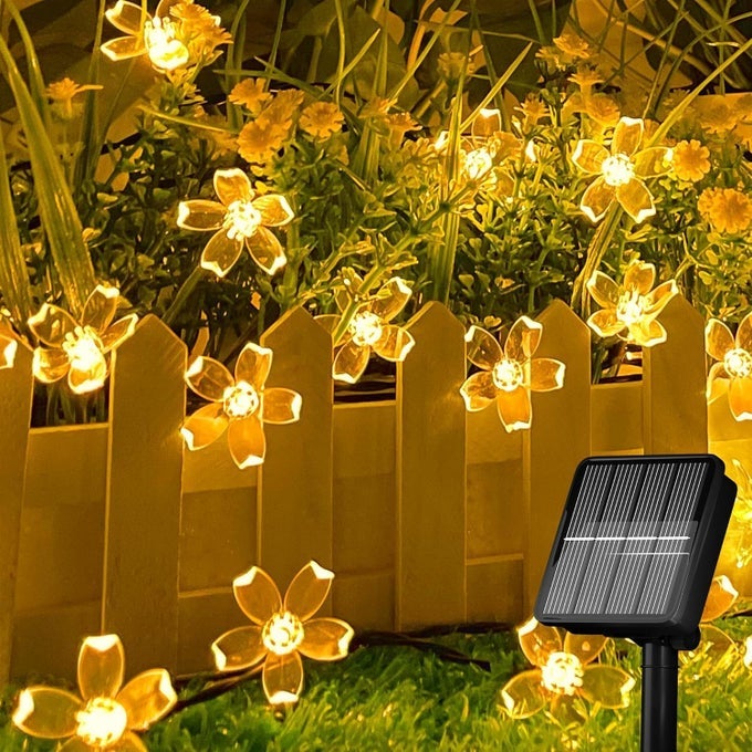 75 FLOWER LED FAIRY STRING SOLAR SILICON FLOWER 10 METER WATERPROOF 8 MODE OUTDOORINDOOR WATERPROOF SOLAR POWERED LED STRING LIGHT DECORATIONS FOR GARDEN YARD BALCONY WARMWHITE