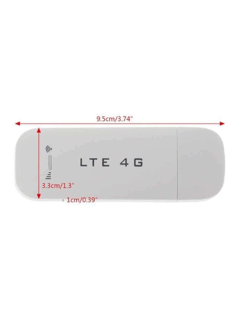 Portable USB Wifi Dongle 4G USB Modem WiFi Router USB Dongle 150Mbps with SIM Card Slot Car Hotspot Pocket Mobile WiFi (White)