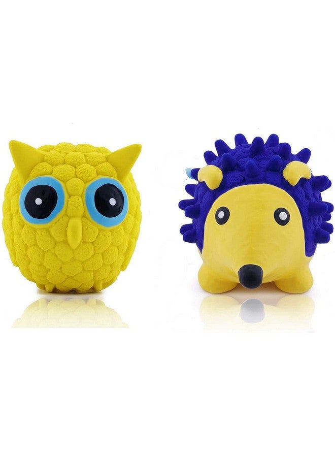 مجموعة من قطعتين من المطاط واللاتكس على شكل قنفذ وبومة لطيفة تصدر أصوات صرير للجراء والقطط - صغيرة - Image 1