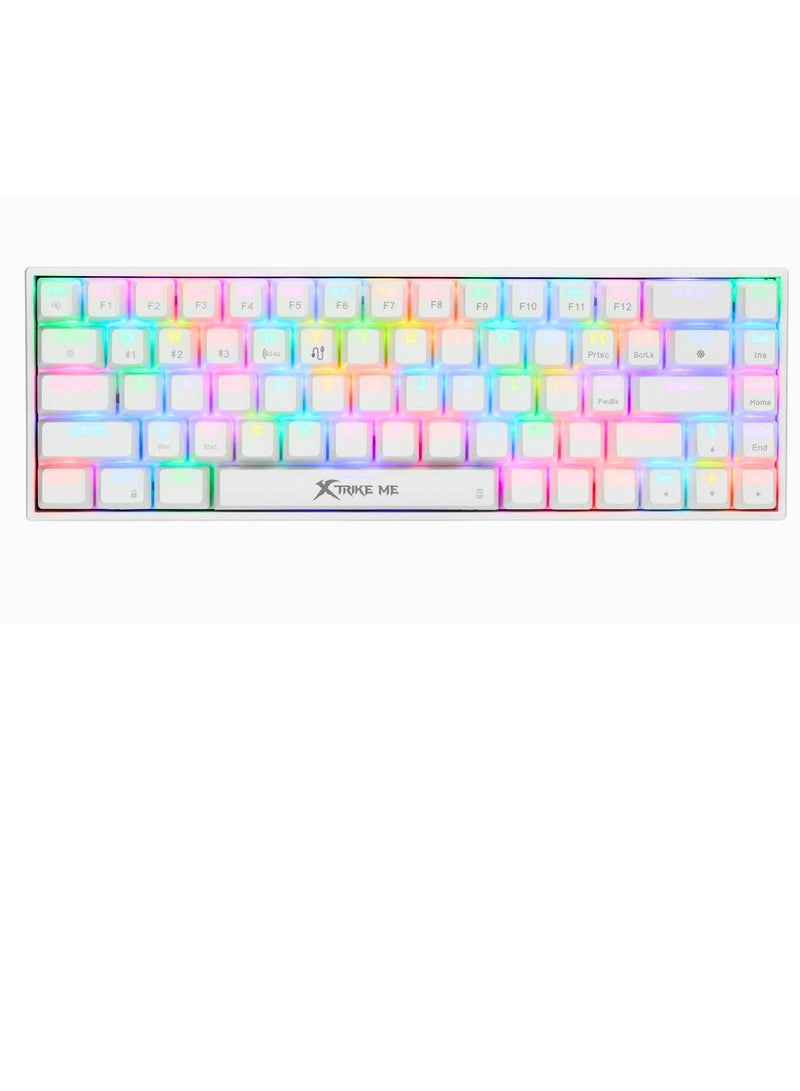 إكسترايك-مي لوحة مفاتيح ألعاب ميكانيكية لاسلكية ثلاثية الوضع GK-994W WH 60% بمفاتيح حمراء - Image 1