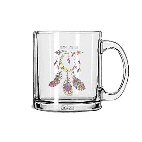 TONKWALAS Beautiful Dream Catcher Dreams Come True Printed Transparent Glass Coffee and Tea Mug Gift for Family or Friend (325 ML) - Image 1