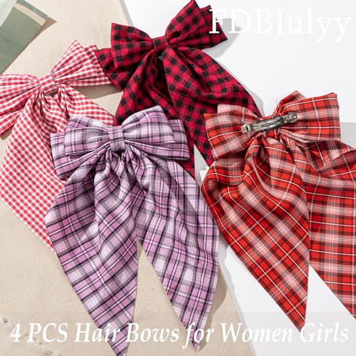 FDBJulyy Hair Bows 4 PCS Hair Bows for Women Girls,Bow-knot Hair Clips for Women Thick Hair & Thin Hair,Nonslip Bows Claw Clips - Image 4