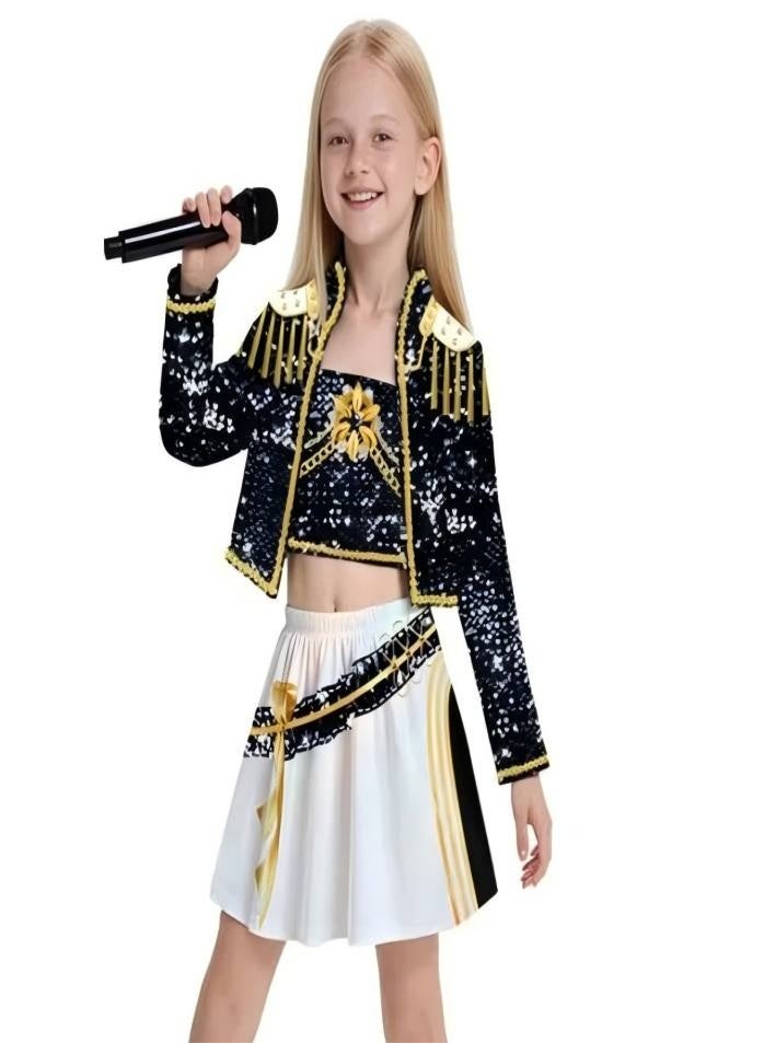 Huntrix Kpop Costume for Girls, Kids Cosplay Jumpsuit Set K-Pop Dance Performance Outfit