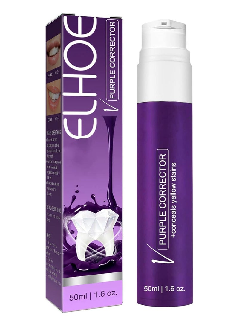 EELHOE Color Corrector Toothpaste 50ml, Tooth Paste for Teeth Whitening, Yellow Teeth Cleaning, Colour Corrector and Effective Stains Removal, Oral Hygiene Care and Health - Image 1
