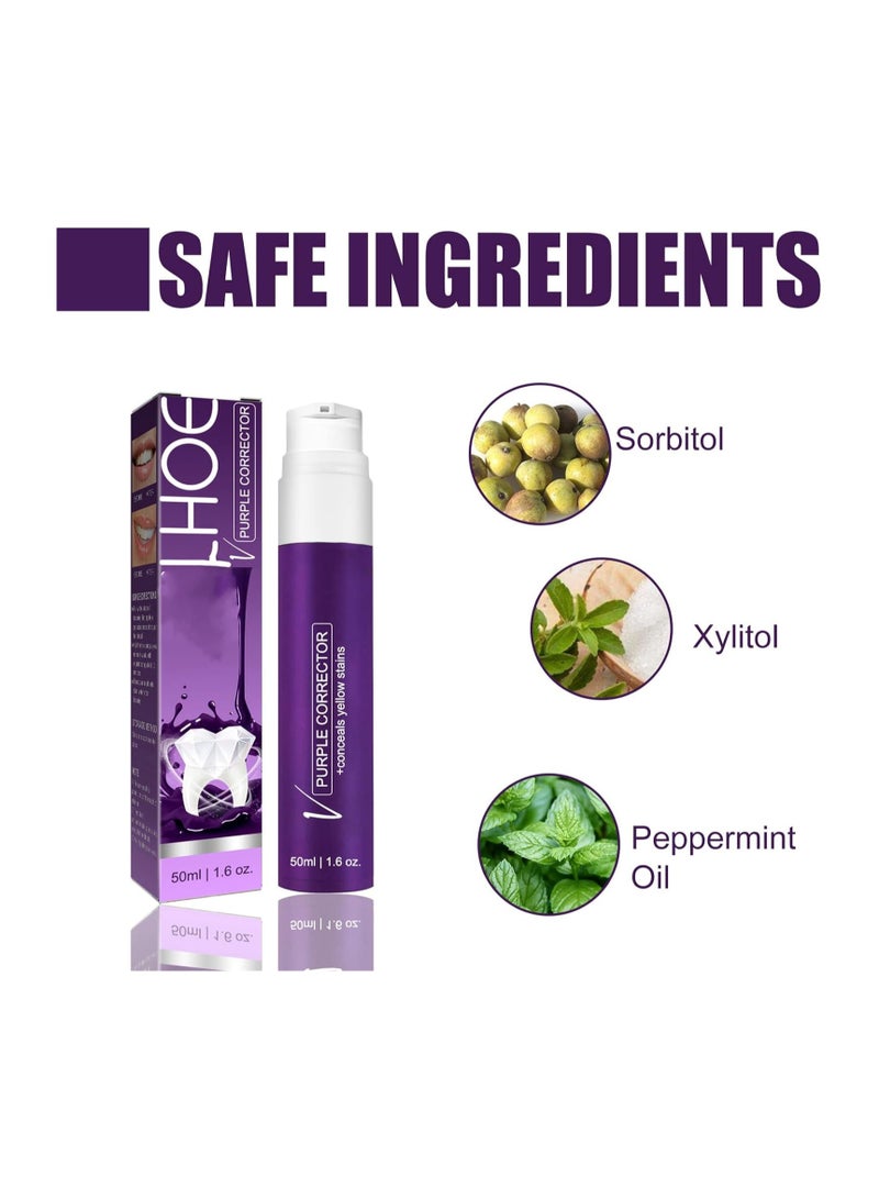 EELHOE Color Corrector Toothpaste 50ml, Tooth Paste for Teeth Whitening, Yellow Teeth Cleaning, Colour Corrector and Effective Stains Removal, Oral Hygiene Care and Health - Image 3