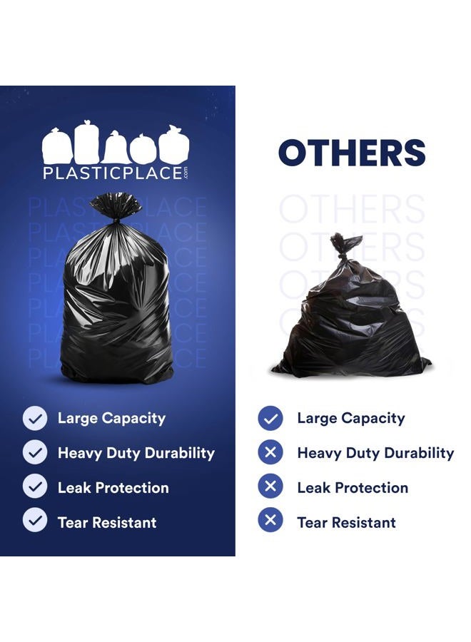 Plasticplace 55-60 Gallon Trash Bags │ 1.0 Mil │ Black Heavy Duty Garbage Can Liners │ 38” x 58” (100 Count) - Image 5