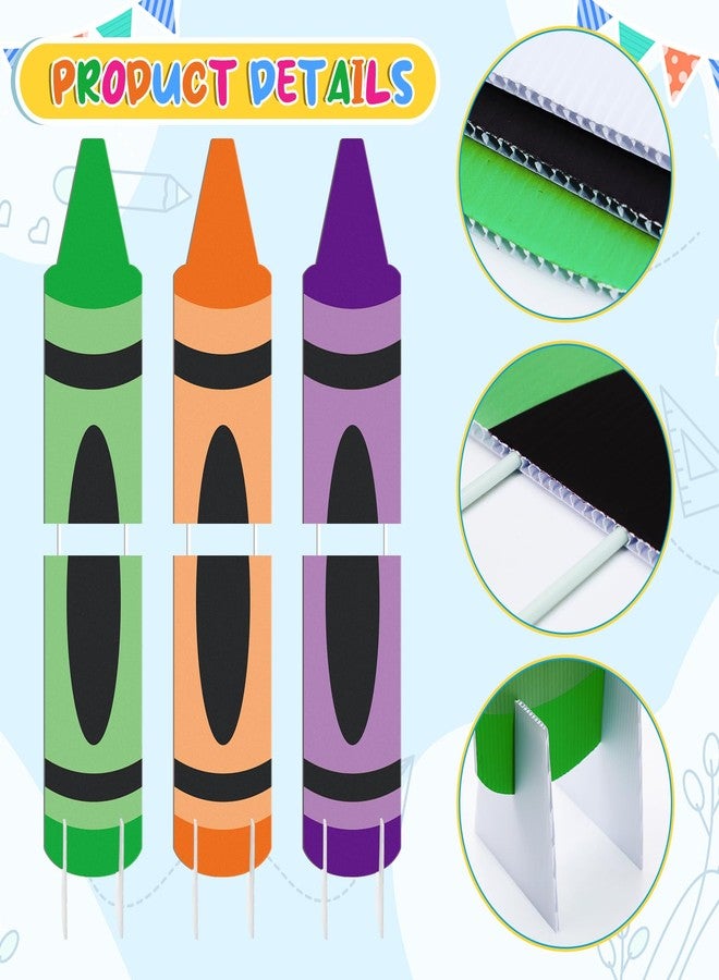 Memorywuu 6 Pcs Graduation Crayon Party Decorations Large Kindergarten Preschool Congrats Grad Decor Back to School Yard Signs Party Supplies for School Outdoor Lawn Classroom Decorations Photo Props - Image 3