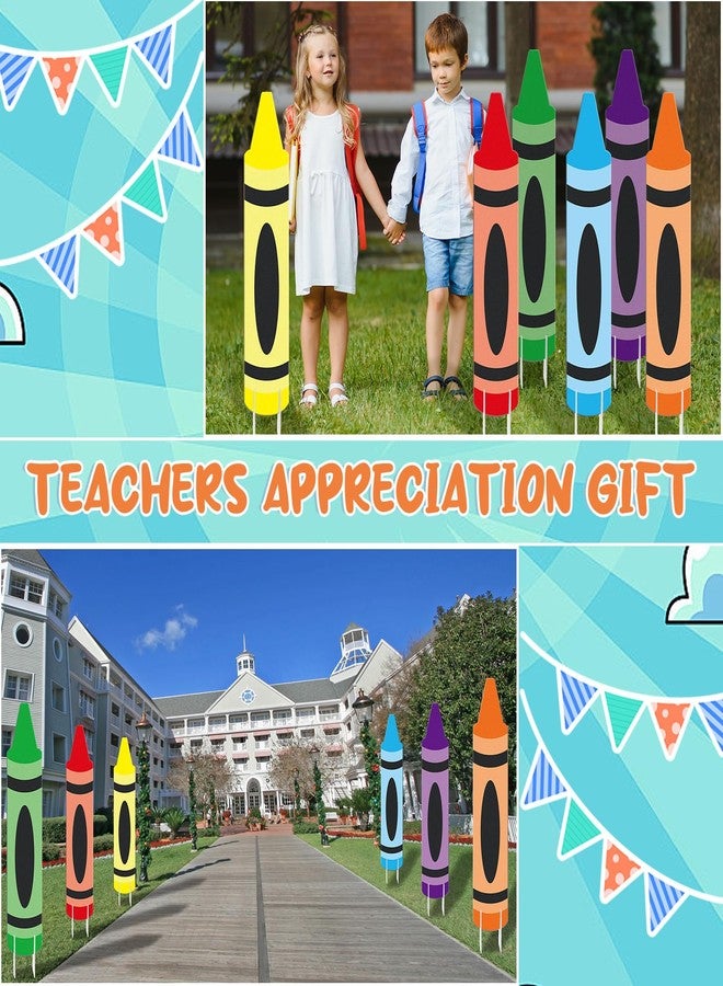 Memorywuu 6 Pcs Graduation Crayon Party Decorations Large Kindergarten Preschool Congrats Grad Decor Back to School Yard Signs Party Supplies for School Outdoor Lawn Classroom Decorations Photo Props - Image 4