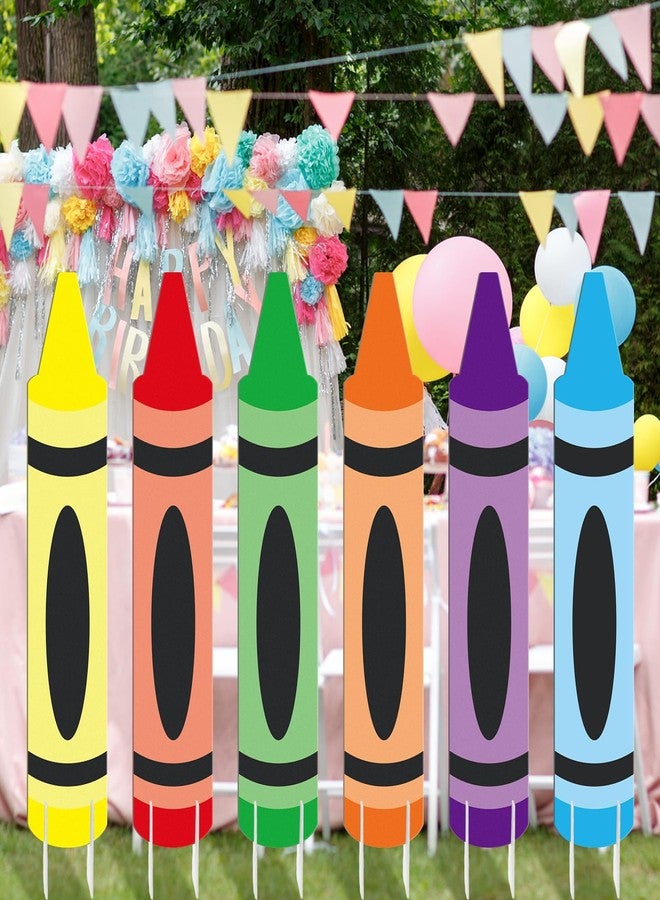 Memorywuu 6 Pcs Graduation Crayon Party Decorations Large Kindergarten Preschool Congrats Grad Decor Back to School Yard Signs Party Supplies for School Outdoor Lawn Classroom Decorations Photo Props - Image 5
