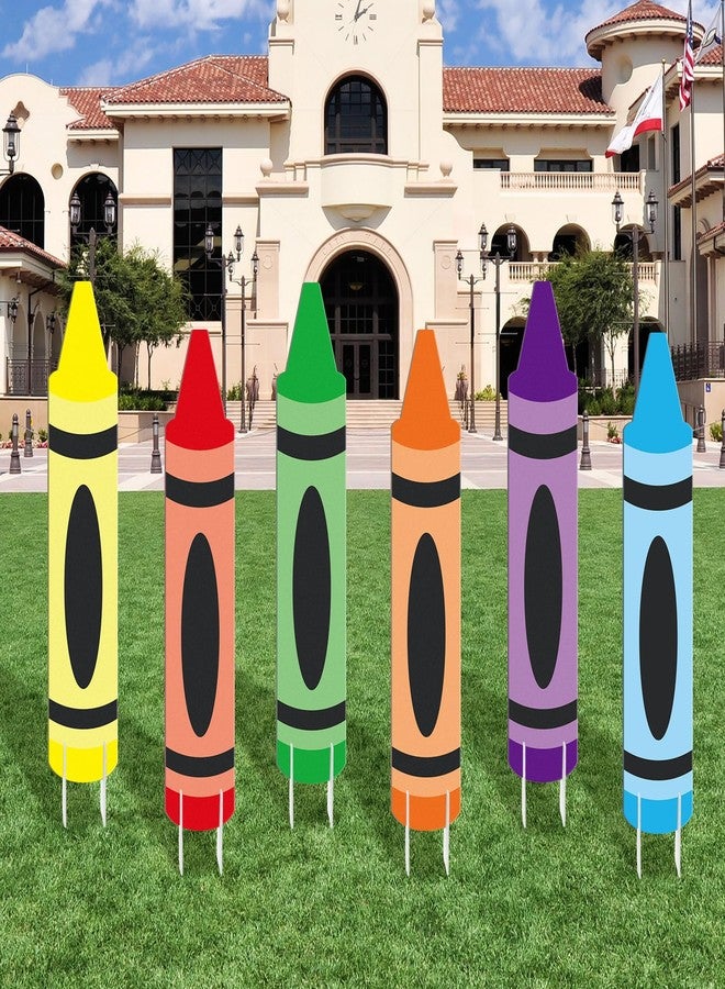 Memorywuu 6 Pcs Graduation Crayon Party Decorations Large Kindergarten Preschool Congrats Grad Decor Back to School Yard Signs Party Supplies for School Outdoor Lawn Classroom Decorations Photo Props - Image 1