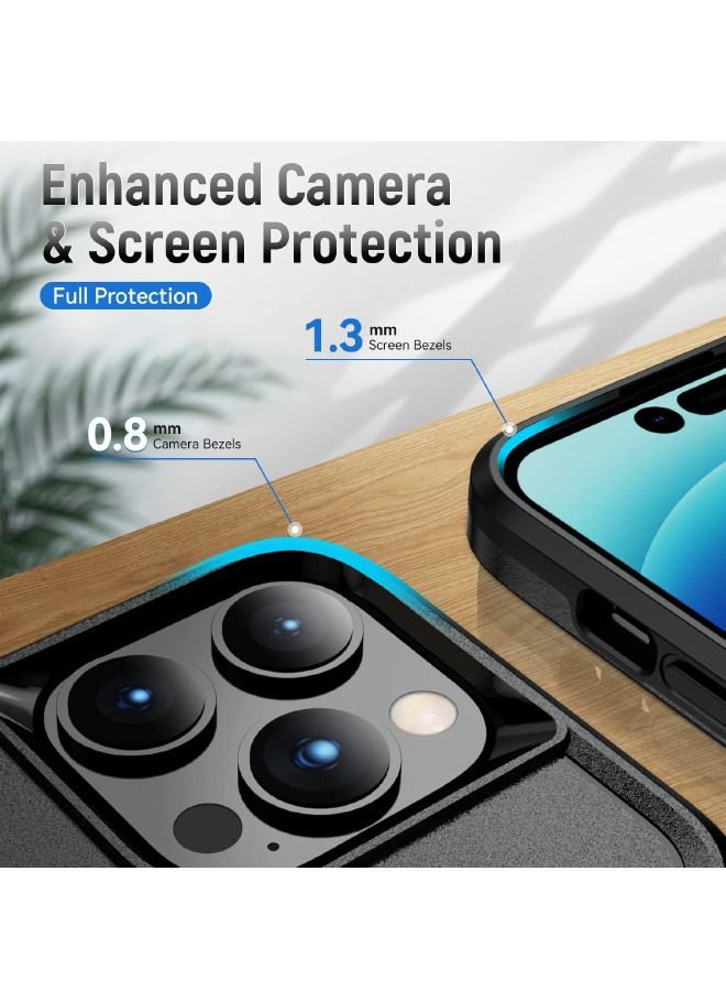iPhone 15 Pro Case, Dual Layer Anti-Fall Heavy Duty Shockproof Full Body Protective Phone Cover, Built in 360° Rotatable Magnetic Ring Holder for Apple iPhone 15 Pro (Black)