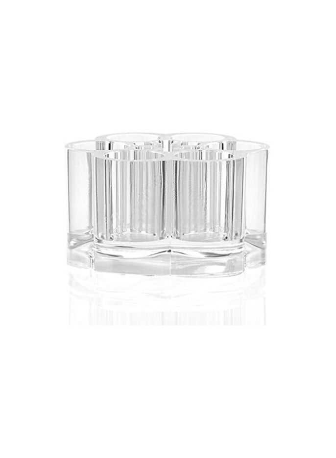 12 Spaces Clear Transparent Acrylic Flower Style Cosmetic and Makeup Brush Holder Stand/Organizer, 5.6 Ounce - Image 1