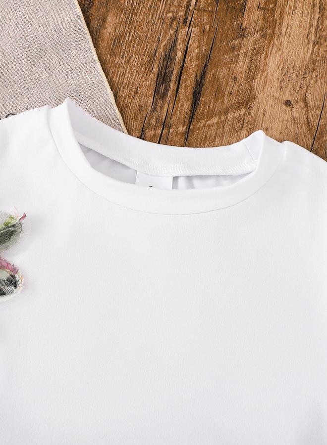 تايك تو مجموعة من بلوزة أزهار وتنورة شبكية للأطفال - Image 3