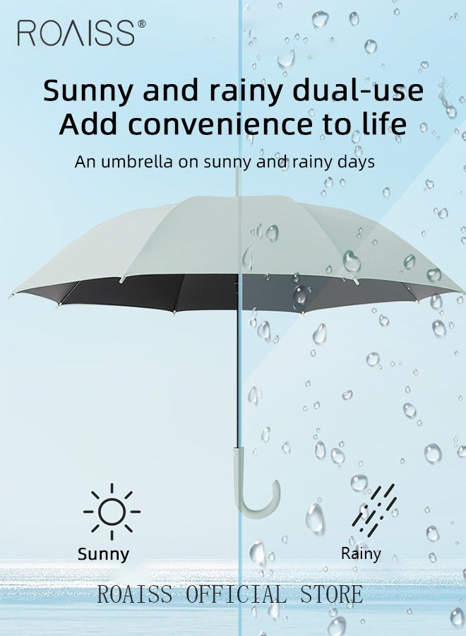 roaiss 8-Bone Automatic Long-Handled Umbrella Vinyl Sunshade Straight Pole Wind-Resistant Reinforced Large Umbrella Sun Protection Uv Protection Upf50 for Sun and Rain - Image 2