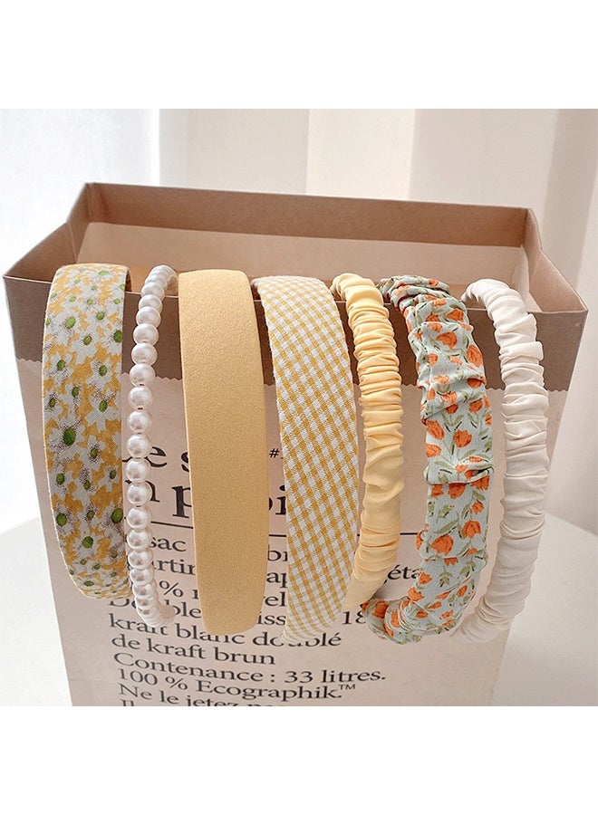 SANIYE 7-Pack Cute Headbands for Women, Non-slip Flower Headband Set, Fashionable Pearl Headband, Braided Headband with Different Designs, Headband Set, Hair Accessories - Image 1