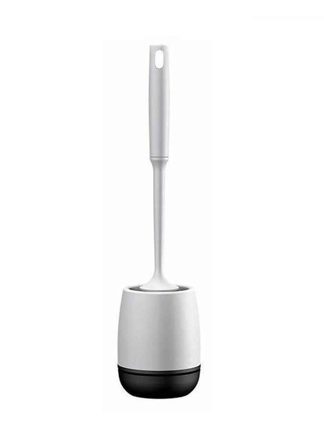 TOILET BRUSH AND HOLDER SET FOR BATHROOM, SILICONE TOILET BOWL BRUSH SET, SOLID HANDLE, VENTILATION SLOTS BASE WALL MOUNTED/FLOOR STANDING WHITE&BLACK