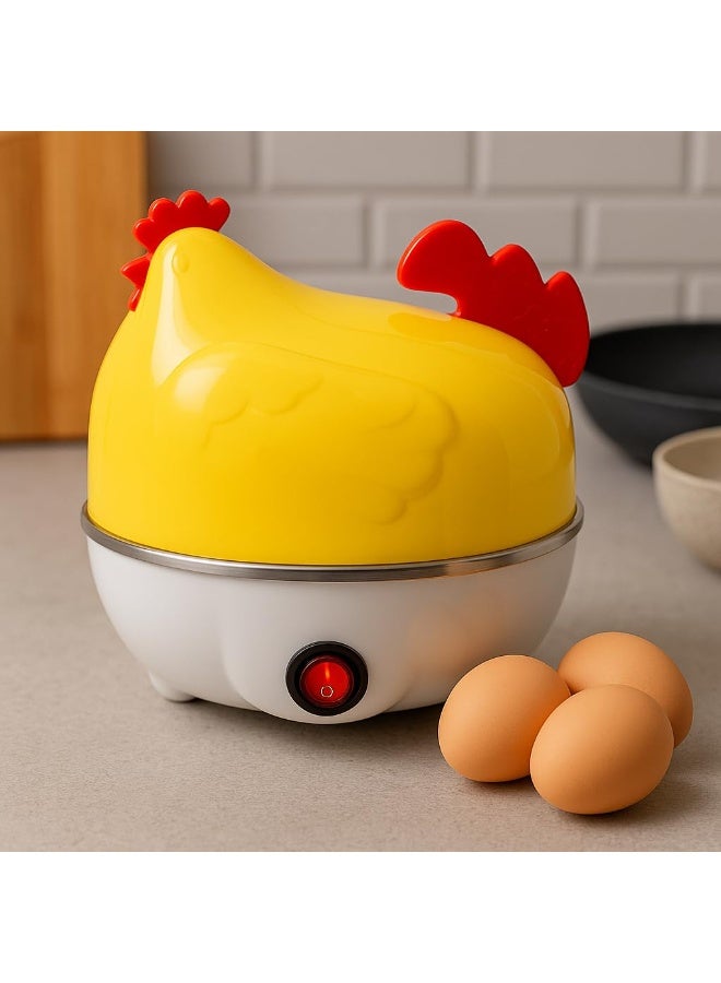 Hen-Shaped Electric Egg Cooker & Boiler, Yellow, 7-Egg Capacity with Auto Shutoff - Image 2