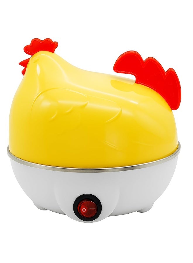 Hen-Shaped Electric Egg Cooker & Boiler, Yellow, 7-Egg Capacity with Auto Shutoff - Image 1