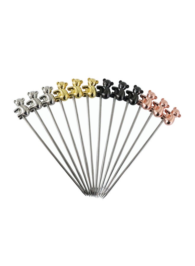 304 Stainless Steel Creative Fruit Needle Wine Stick Bar Decoration Cocktail Tool Fruit Fork Cocktail Needle Crown-Color:Mirror Light Hat Head Fruit Needle Single Pack  - Image 5