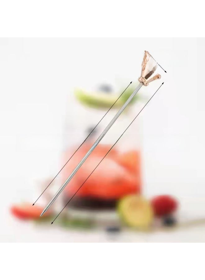 304 Stainless Steel Creative Fruit Needle Wine Stick Bar Decoration Cocktail Tool Fruit Fork Cocktail Needle Crown-Color:Mirror Light Hat Head Fruit Needle Single Pack  - Image 3
