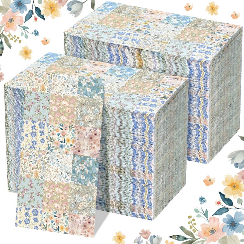 Epakh 200 Pcs Bulk Vintage Floral Guest Towels 2 Ply Disposable Boho Patchwork Dinner Napkins Retro Mid Century Flowers Decorative Hand Towels for Tea Party Spring Bathroom Wedding Holiday  7.9 x 4.3"" - Image 1