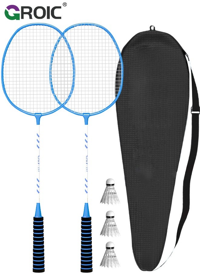 GROIC 2 Pieces Badminton Set, Lightweight Alloy Badminton Racket Including 3 Nylon Badminton and 1 Racket Bags,Outdoor Sports Accessories  - Image 1