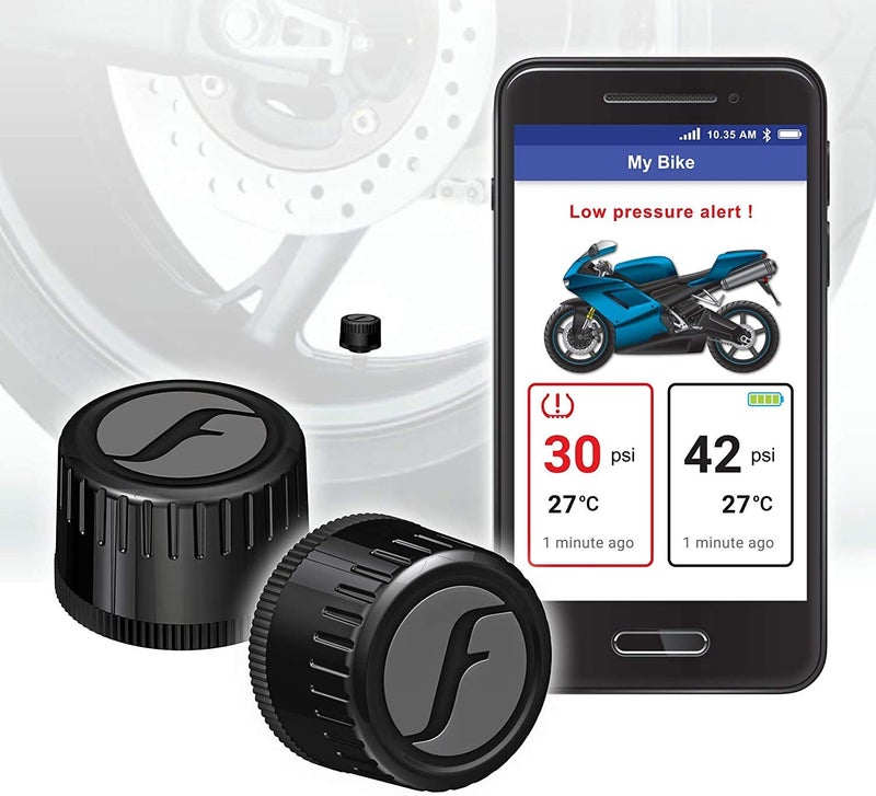 FOBO Bike 2 tire pressure monitoring system (Black) – external monitor, bike tire, temperature sensor, wireless, for smart bike, motorcycle, ebike & bicycle - Image 1